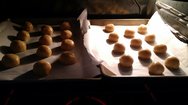 I probably could have fit one more dough ball on the end of the first and last rows on each sheet...